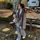 Fongt Women's Explosive Lamb Woolen Collar Coat Fashion Trendy Korean Version Of Casual