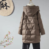 Autumn And Winter New Loose White Duck Velvet In The Long Hooded Down Jacket Female Korean Version Show Thin Pressure Glue Coat Tide-Outfit