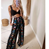 Pecs Suit Summer Tracksuit Sets Womens Outfits Boho Beach Style Print Underwear Loose Wide Leg Pants Ropa Mujer Подходить