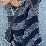 Cold Shoulder Striped Downtown Sweater-Outfit