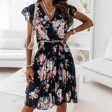Floral Print Pleated