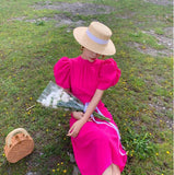 Strap Bubble Sleeve Back Dress Summer 2023 New Design Sense French Temperament Waist Show Thin Skirt-Outfit