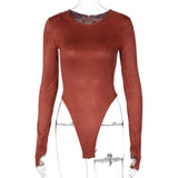 Fashion 2020 Autumn Winter Bodycon Bodysuits Vintage Outfits O-neck Body