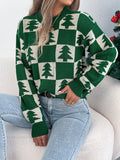 Fongt Shooting 2025 Autumn And Winter Christmas Tree Lattice Lantern Long-Sleeved Jacket Sweater Women's Clothing