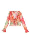 Plunge V Neck Chiffon Blouse-Outfit