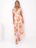 Fongt Women's Color Printing Embroidery Sleek Fashion Splicing Dress Women 8130