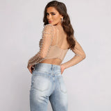 Fongt Summer Explosion Of Women's Hot Diamond Bubble Beads Foam Sleeve Mesh Yarn