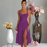 Fongt Spring And Summer New Fashion Leisure Tie To Repair The Fork With High-End Dress Woman
