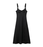 New Solid Color Shoulder Straps Long Sling Dress 3314354-Outfit