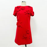 Fongt New Star Fashion Heavy Industry Three-Dimensional Flowers Short-Sleeved Dress