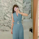 Fongt Retro Waist Thin Temperament Professional Women's Suit Collar Trousers Fashion Trousers Wide Leg Trousers