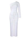 Fongt Women's 2025 Spring New Slanted Shoulder Nail OL Tongle Two-Set Large-Size Set