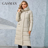 Fashion Women's Winter Coat Slim Long Stand Collar Hooded Thickened Warm Down Jacket Casual Pocket Ladies Parka