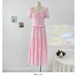 Fongt Summer French Temperament Elegant Niche High-End Repair Body High-Waisted A-Character Skirt Fashion Suit