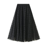 Fongt Swing Splicing Yarn Dress Lint Lint Half Dress Woman 2025 Spring Splicing Mesh Yarn Skirt 1828