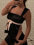 Backless Lace Up Tank Top-Outfit