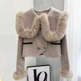 Coat Women 2024 High Quality Fake Fur Big Lapel Double Breasted Thick Warm Wool Coats Korean Fashion Outerwear