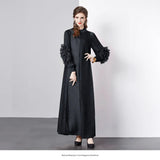 Fongt Folds Solid-Colored Dress Women's Niche Light-Cooked Three-Dimensional Flowers Loose Thin-Skinny Long Dress