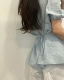 Short Sleeve Shirts & Blouses Single Breasted Blusas Korean Ins Camisas Round Neck Ropa Mujer Summer 2024 New Tops-Outfit