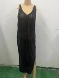 Fongt New Sweater Beach Casual Solid Color Knit Sling Knit Cover Outside-Outfit