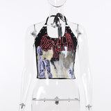 Dark Wind Spring New Gothic Print Hit Nail Tight Beautiful Back Suspenders-Outfit