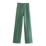 2021 New Summer Women Vintage Solid Pants Female Office Lady Bottoms Slim High Waist Casual Chic Straight