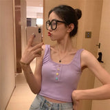 New Simple Net Red Slings Short-Term Bumcloan Solid Color Repair Knitting Outer Wear Vest Top Woman