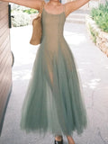 Fongt Summer New Temperament Slim Comfortable Design Small Fashion Art Green Dress Two Sets Of Women