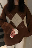 Vintage Argyle Pullover Sweater-Outfit