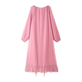 Fongt Women's Clothing Burst Stromed Casing Decoration V-Neck Dress