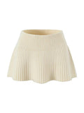 Knitted High Neck Long Sleeve Top And Mini Skirt Set-Outfit