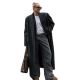 Fongt Long Button Coat Coat New Collar Right Shoulder Wind Coat Loose Temperament Commute