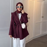 Fongt Autumn New Solid Color Big Collar Loose Collar Belt Short Suit Jacket