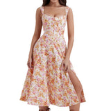 Fongt Women's Clothing 2026 Spring And Summer Temperament Thin Slings Sexy Open Broken Flower Dress