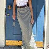 Fongt 2023 Women's Commuter French Gray Skirt High Waist Temperament Shows Thin Fishtail Skirt-Outfit