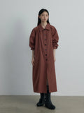[Daihe] Autumn New Casual Lapel Simple Versatile Cotton Brocade Thin Long Windbreaker Coat Female H7243-Outfit