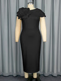 Fongt Banquet Evening Dress Round Collar Sleeveless Styling Floral Dress Party Dress