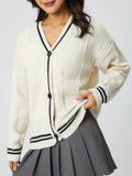 Women's Autumn Winter New Knitting Embroidered Cardigan Temperament Reduces Age Loose Casual Sweater-Outfit