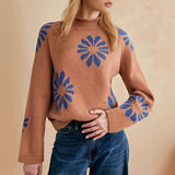 Fongt Flower Color Design 2025 New Autumn And Winter Leisure Knitted Sweater Top Long-Sleeved Female Width