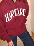 Women Cotton Navy HARVARD Embroidered Hoodies 2023 Fall Vintage Long Sleeves Sweatshirts Female Loose Pullovers-Outfit