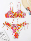 Wave Floral Print Bikini Set-Outfit