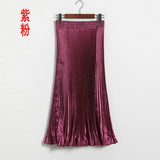 Fongt Luster Polyester Pressure Folded Half Skirt Original Single Long Skirt Silk Clear Silk #8035