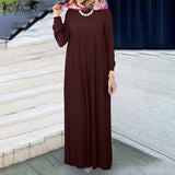 Fashion Women Pleated Muslim Dresses 2022 Spring Autumn Kaftan Long Sleeve Maxi Vestidos Casual Solid Loose Party