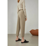 Women's Winter Waist Decoration Thickened Dark Gray Casual Cropped Trousers Camel Color Straight All-match Suit