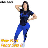 Letter Print Short Sleeves Tshirt Tops + Pants Casual Two Piece Set Summer Women Tracksuits Sport 2pcs Outfits