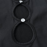 Women Fashion Hollow Out Sleeveless Bodycon Bodysuits Sexy Buttons Slim Playsuits 2021 Summer Autumn Y2K Clothes