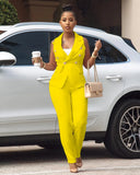 Women's Summer Two-piece Sets Office Wear Elegant OL Style Vest Tops and Pants Suit Vest Jacket Trousers Sets Women