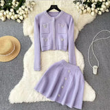 Fongt Luxury Famous Lady To Reduce The Age To Wear A Small Fragrant Suit Women's Knitted Cardigan Short Dress Two-Piece Skirt