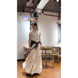 Fongt And Relaxed Sense Of Simple Shoulder Round Neck Short Sleeve T-Shirt High Lumbar Loose Leisure Pants Two Sets