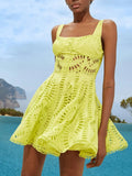 Fashion Suspension Short Dress 2025 Spring New Sexy Fang Collar Sleeveless Design With Lotus Leaf Edge